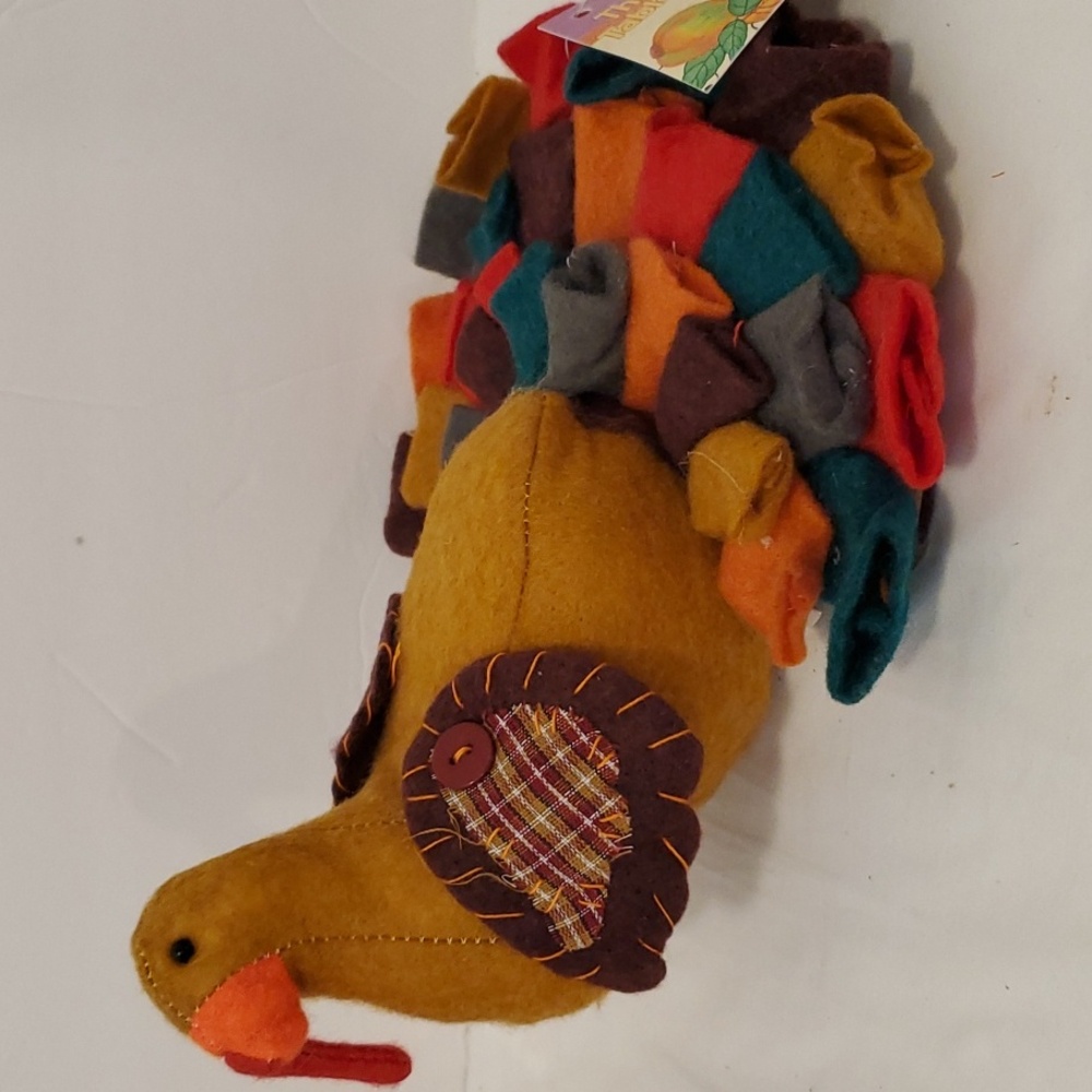 Two Thanksgiving Fall Colorful Felt Turkeys